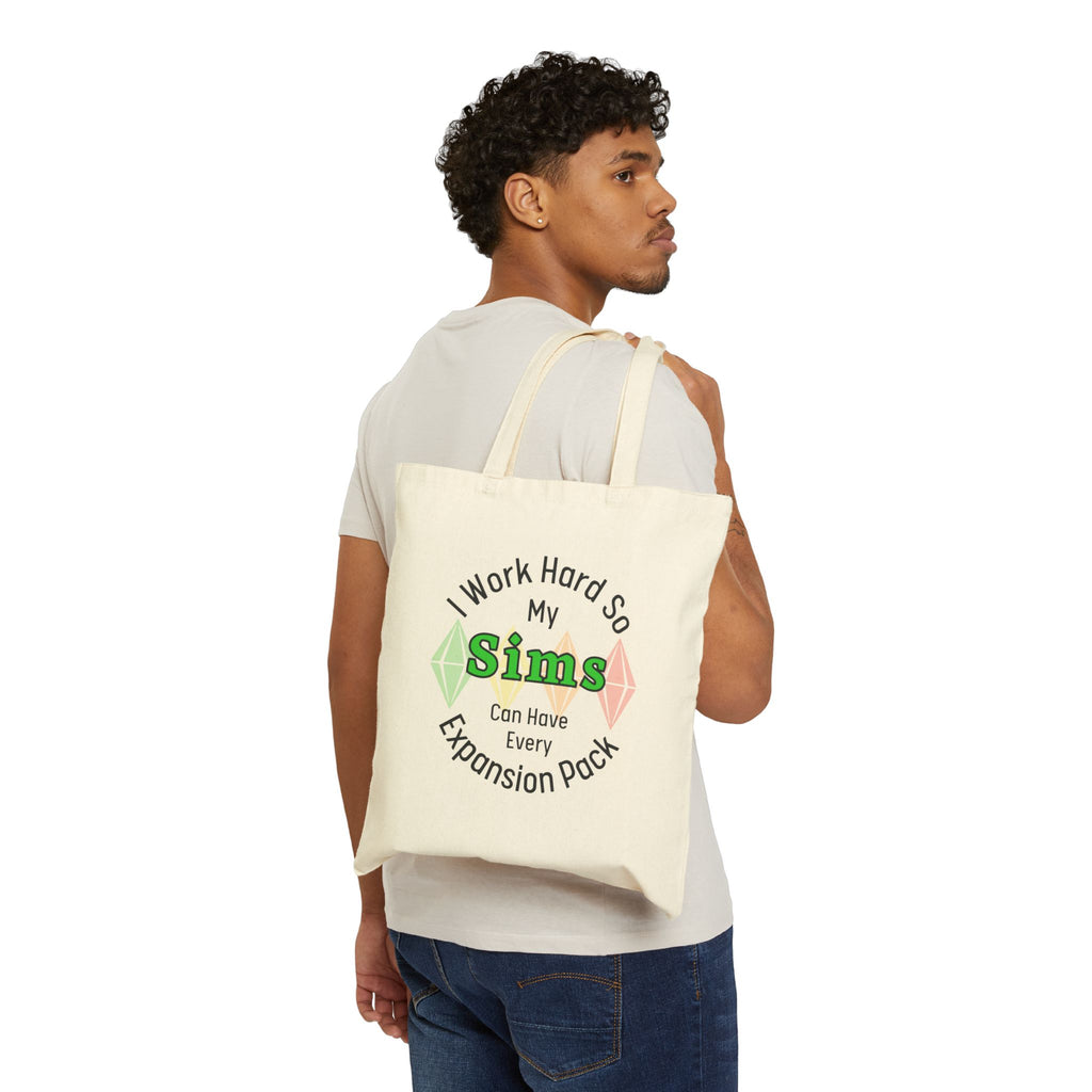I Work Hard So My Sims Can Have Every Expansion Pack Tote Bag, Sims Fan Must-Have