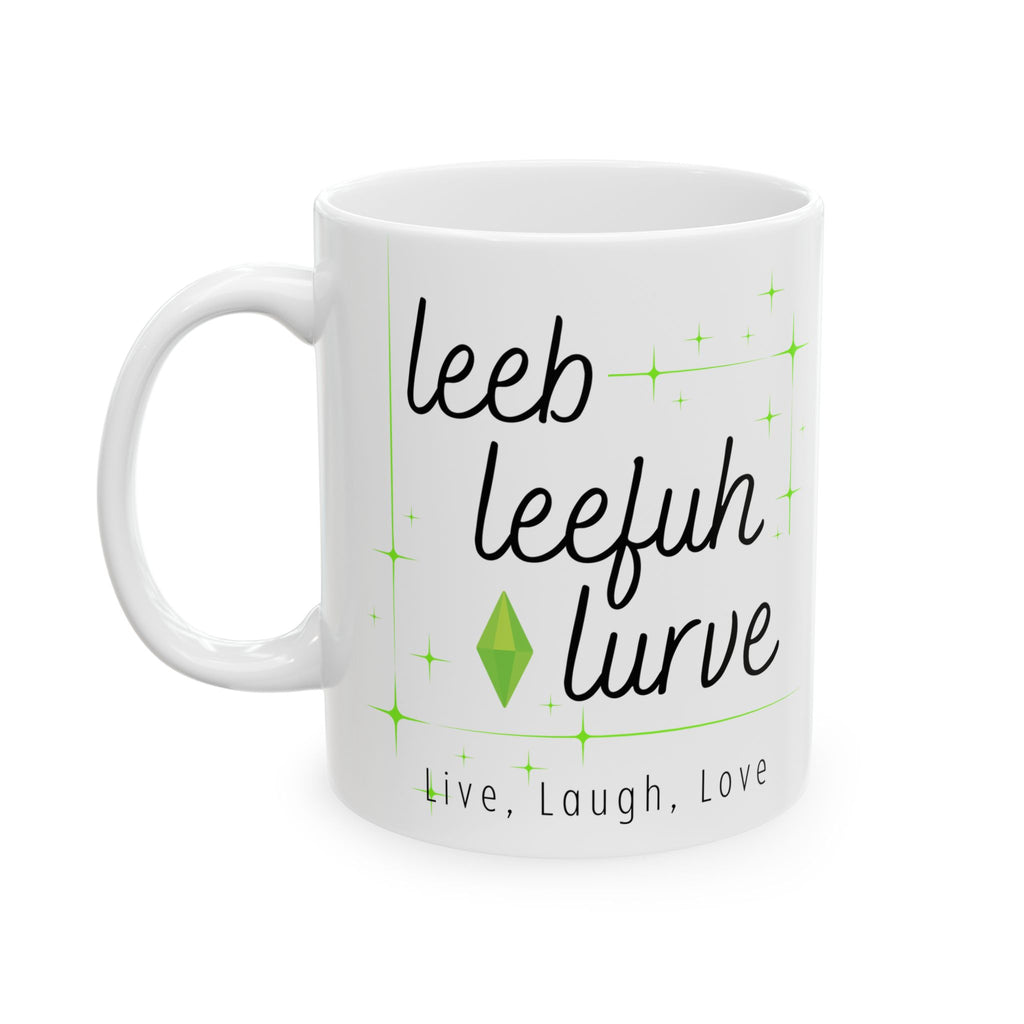 Simlish Leeb Leefuh Lurve 11oz White Ceramic Mug