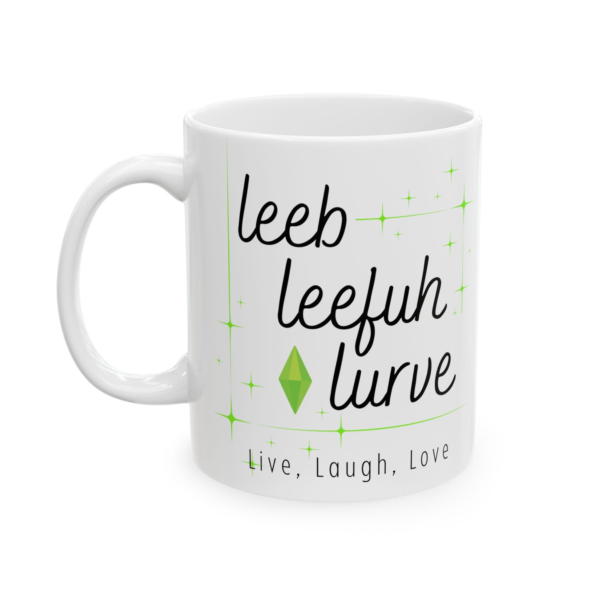 Simlish Leeb Leefuh Lurve 11oz White Ceramic Mug