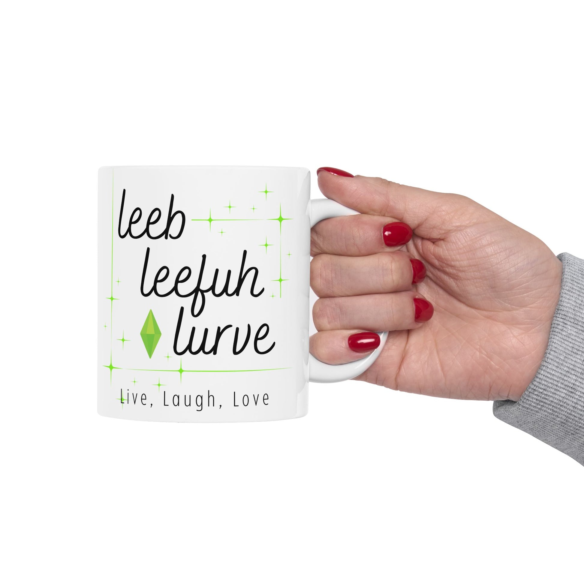 Simlish Leeb Leefuh Lurve 11oz White Ceramic Mug