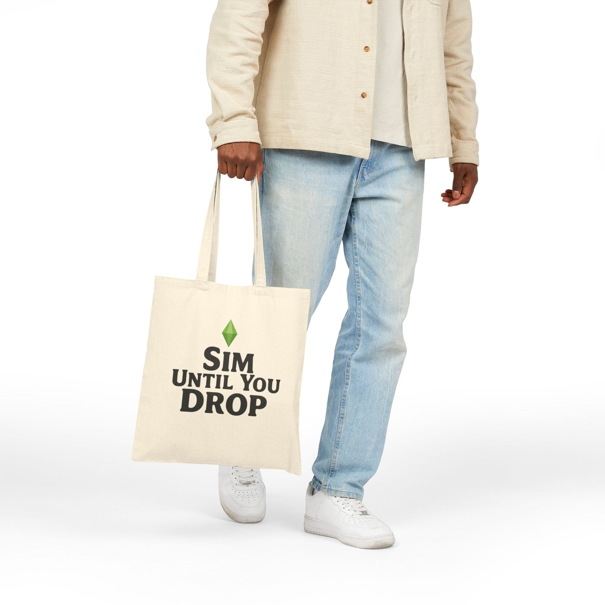 Sim Until You Drop Canvas Tote Bag, Perfect for Sims Fans