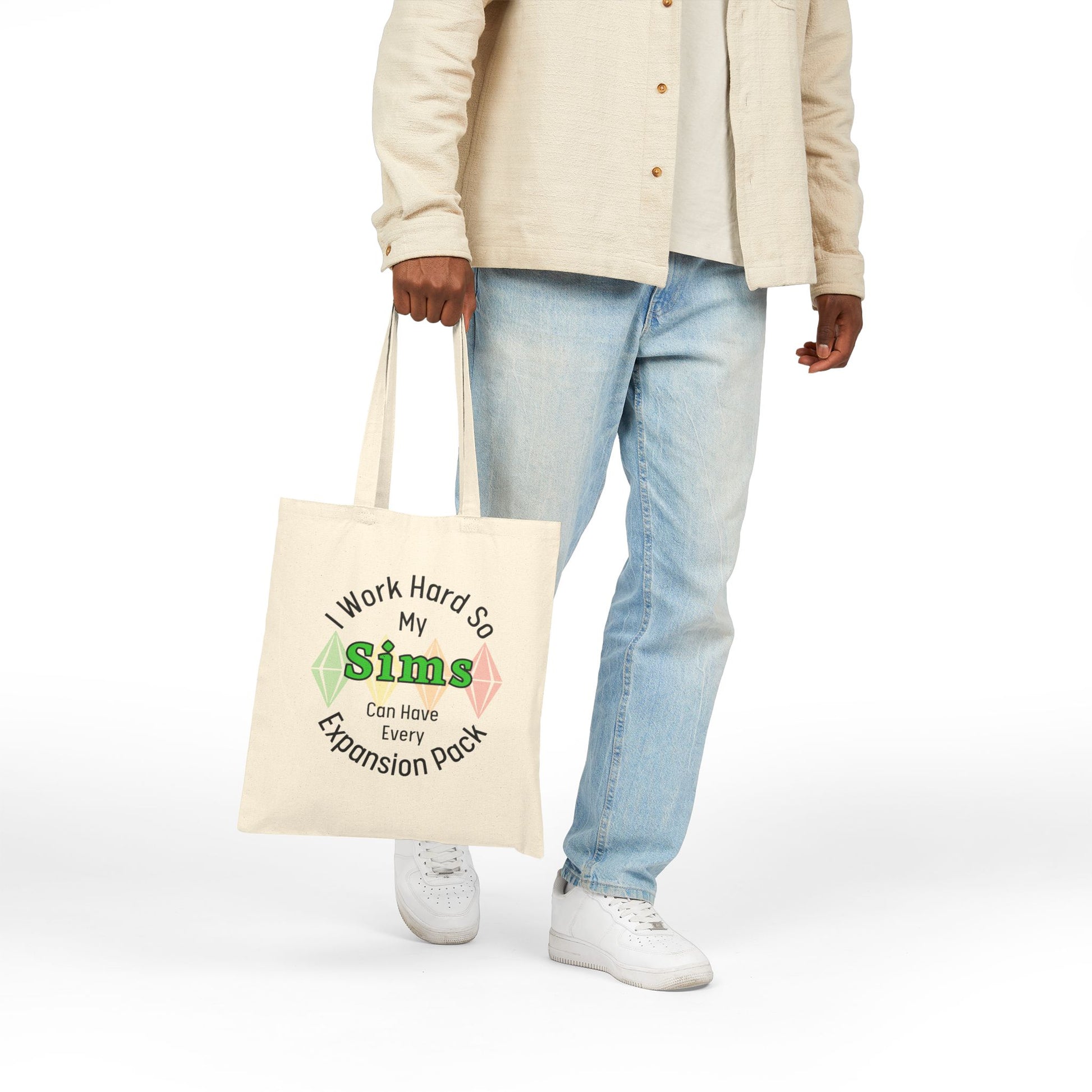I Work Hard So My Sims Can Have Every Expansion Pack Tote Bag, Sims Fan Must-Have