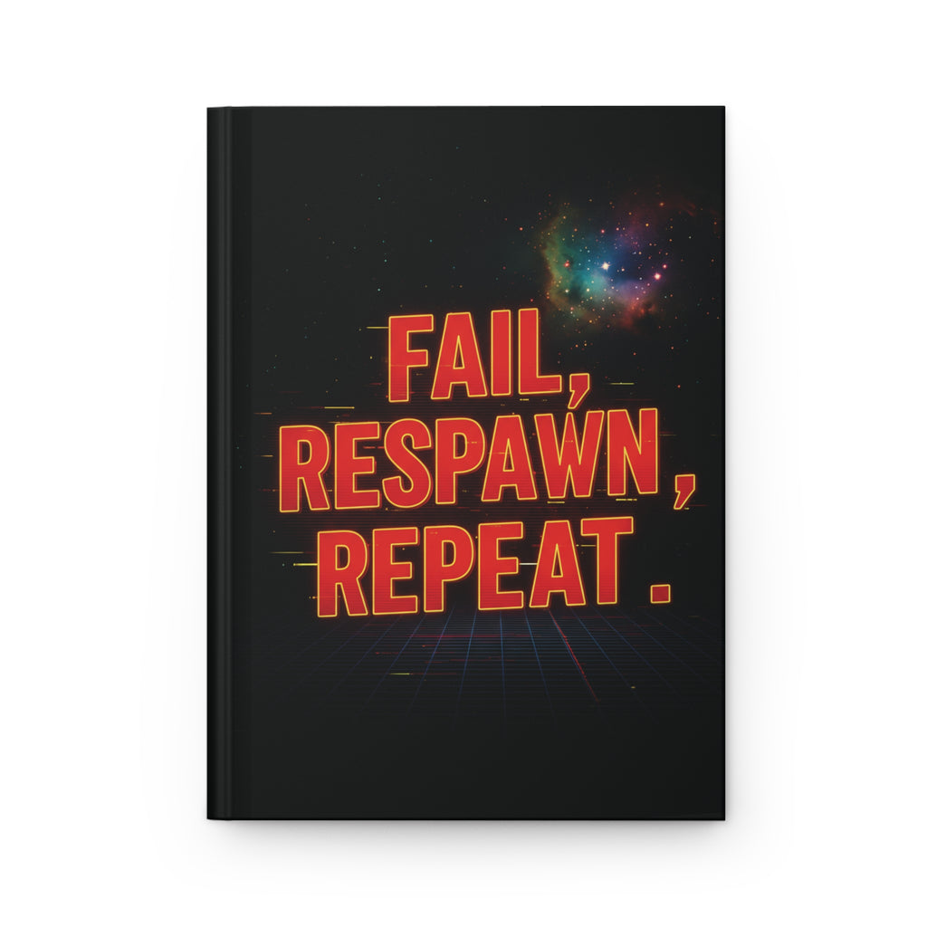 Fail, Respawn, Repeat Hardcover Matte Journal, Perfect for Gamers