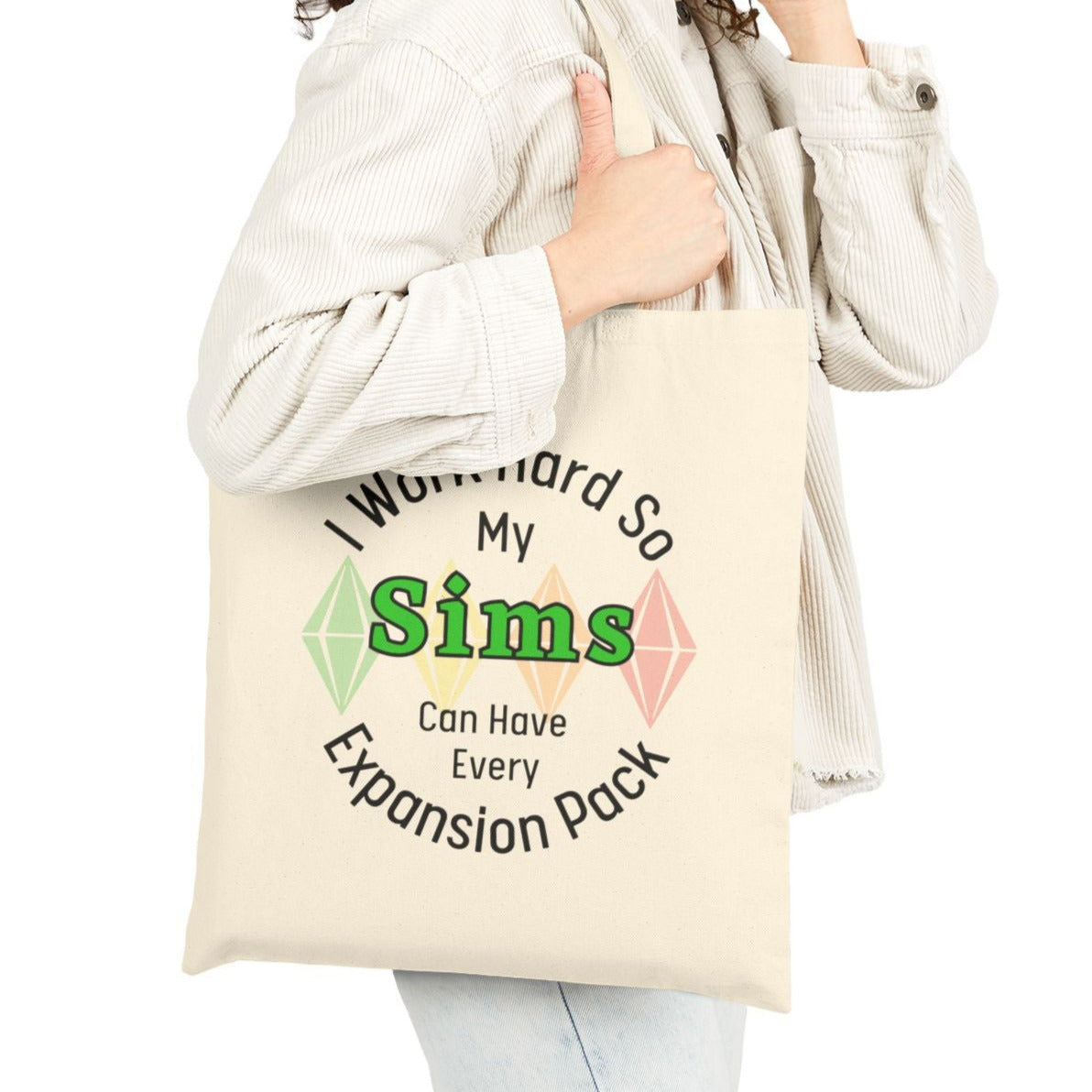 I Work Hard So My Sims Can Have Every Expansion Pack Tote Bag, Sims Fan Must-Have