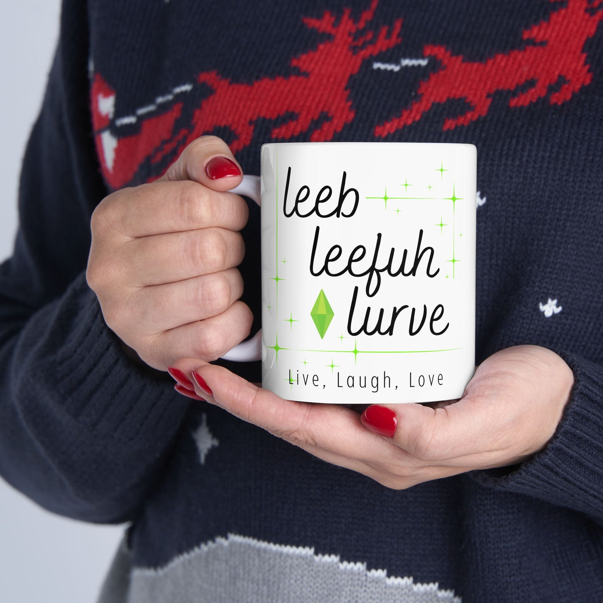 Simlish Leeb Leefuh Lurve 11oz White Ceramic Mug