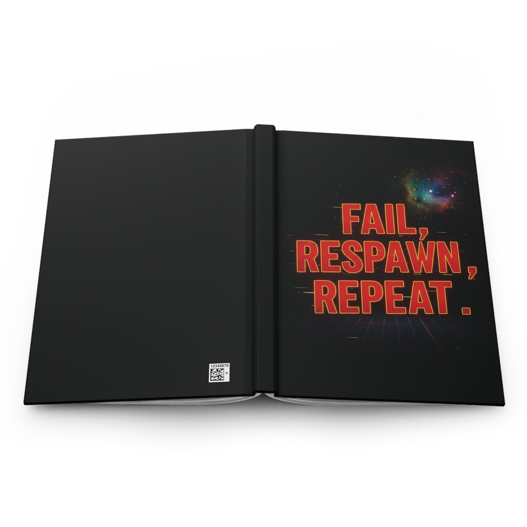Fail, Respawn, Repeat Hardcover Matte Journal, Perfect for Gamers