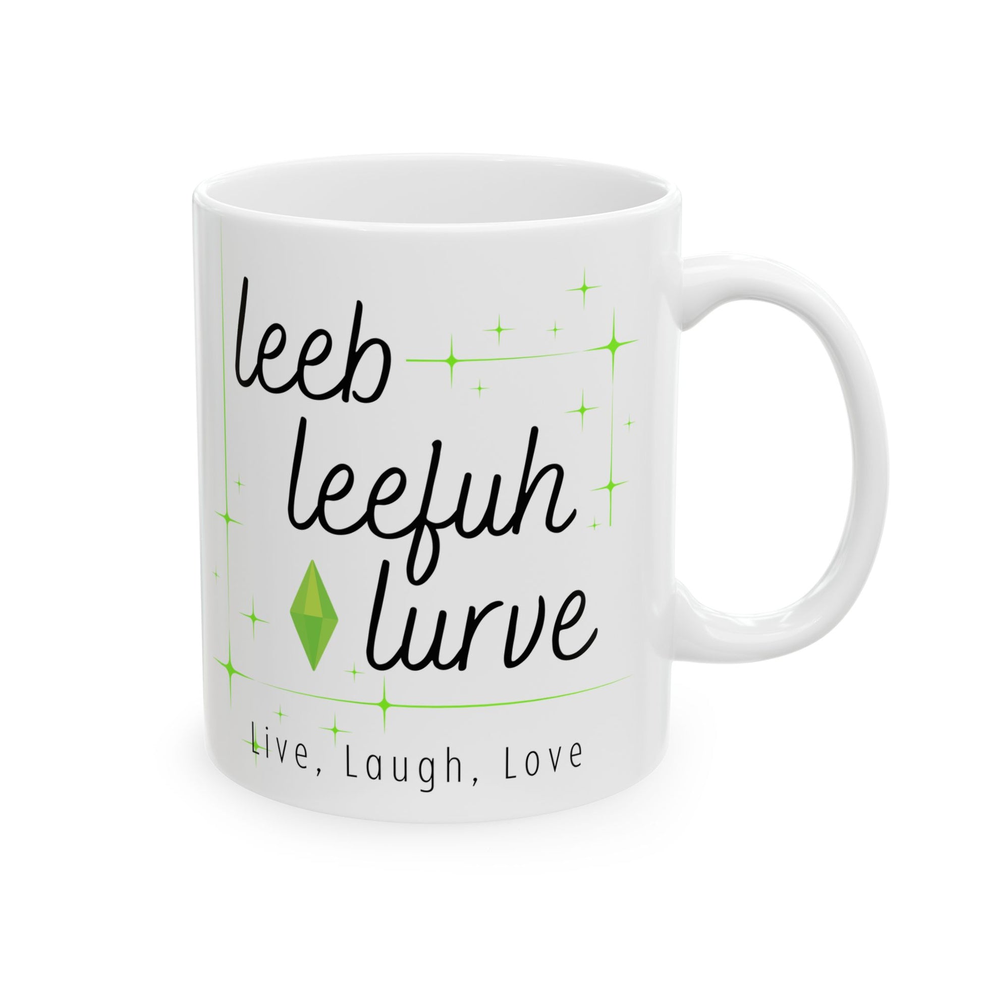 Simlish Leeb Leefuh Lurve 11oz White Ceramic Mug