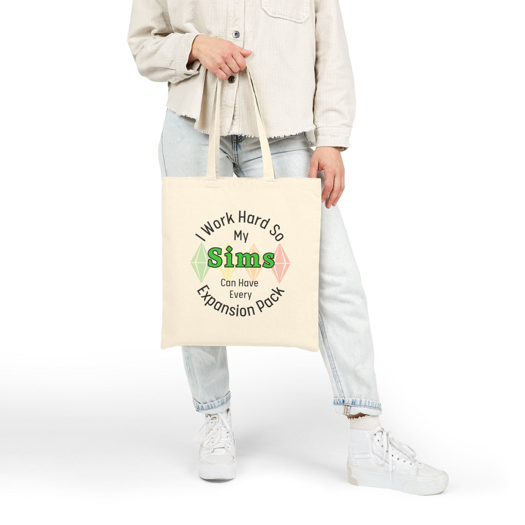 I Work Hard So My Sims Can Have Every Expansion Pack Tote Bag, Sims Fan Must-Have