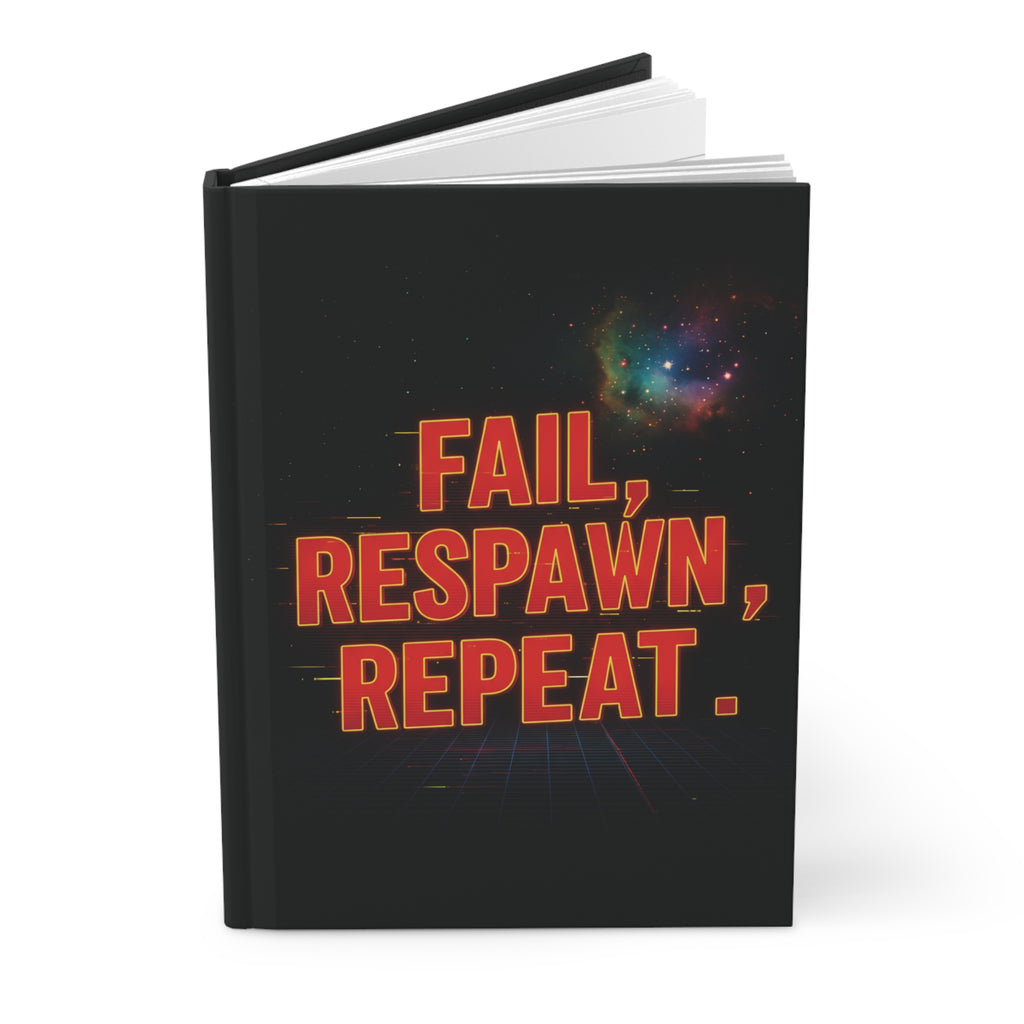 Fail, Respawn, Repeat Hardcover Matte Journal, Perfect for Gamers