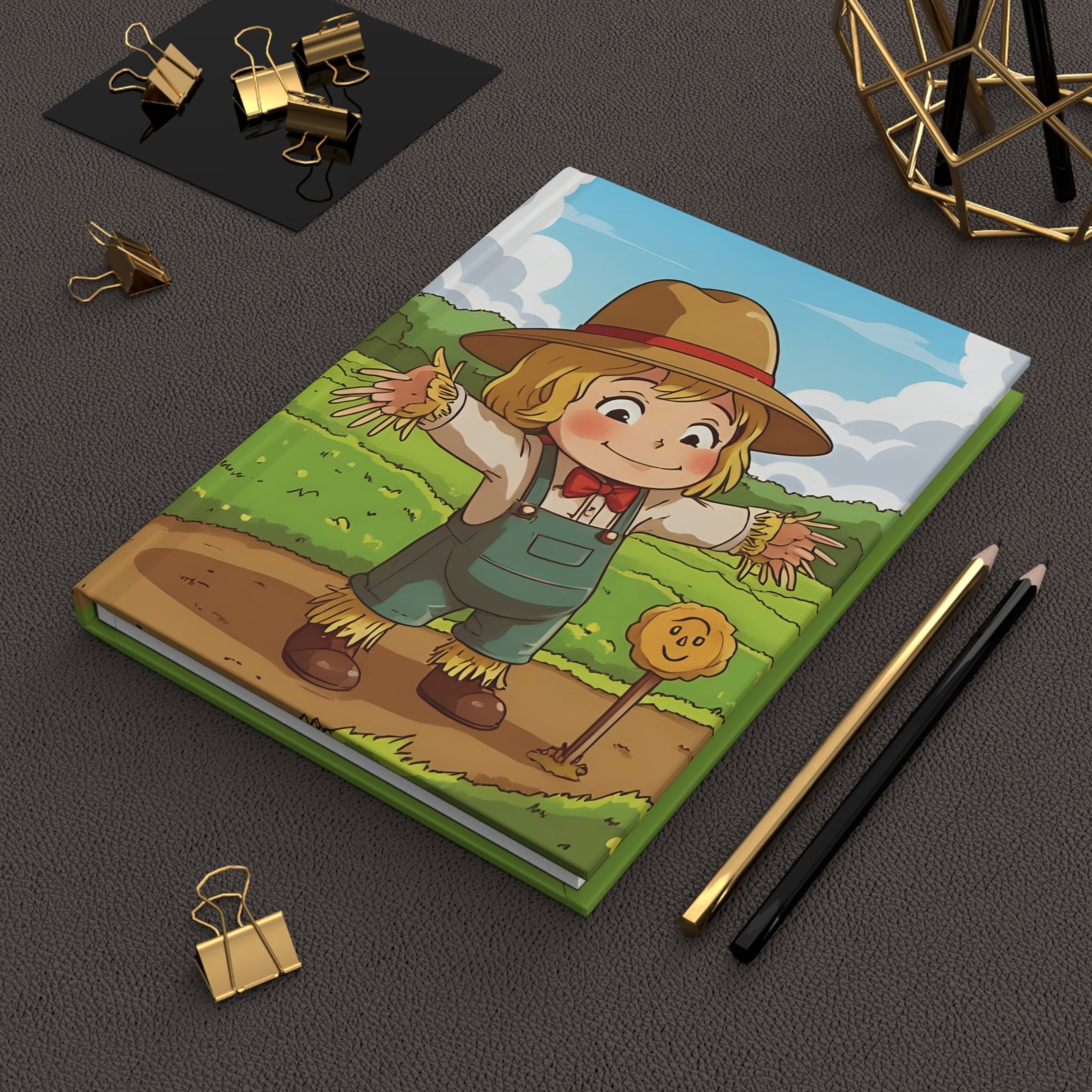 Cute Scarecrow Hardcover Matte Journal Notebook – Autumn & Farmhouse Charm