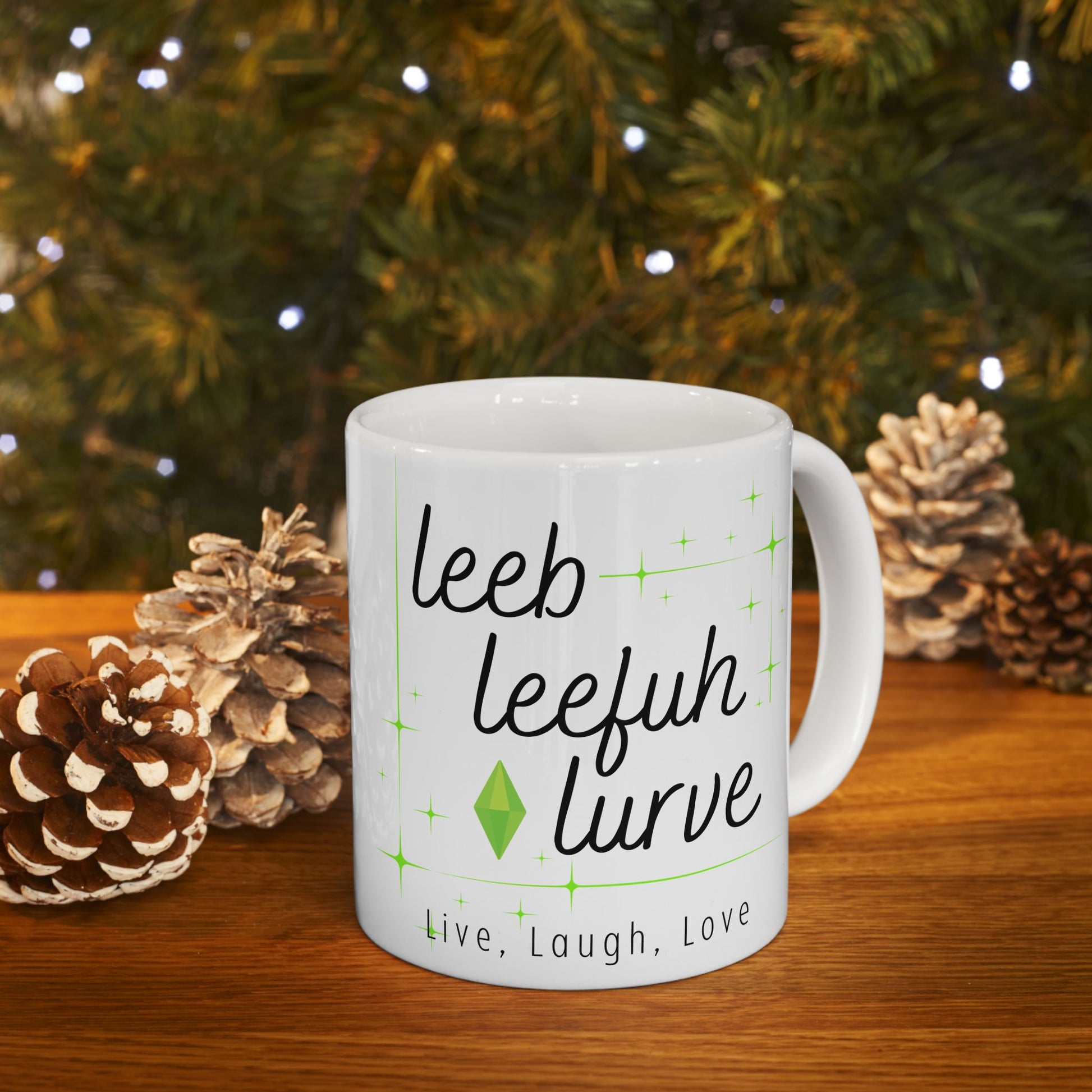 Simlish Leeb Leefuh Lurve 11oz White Ceramic Mug