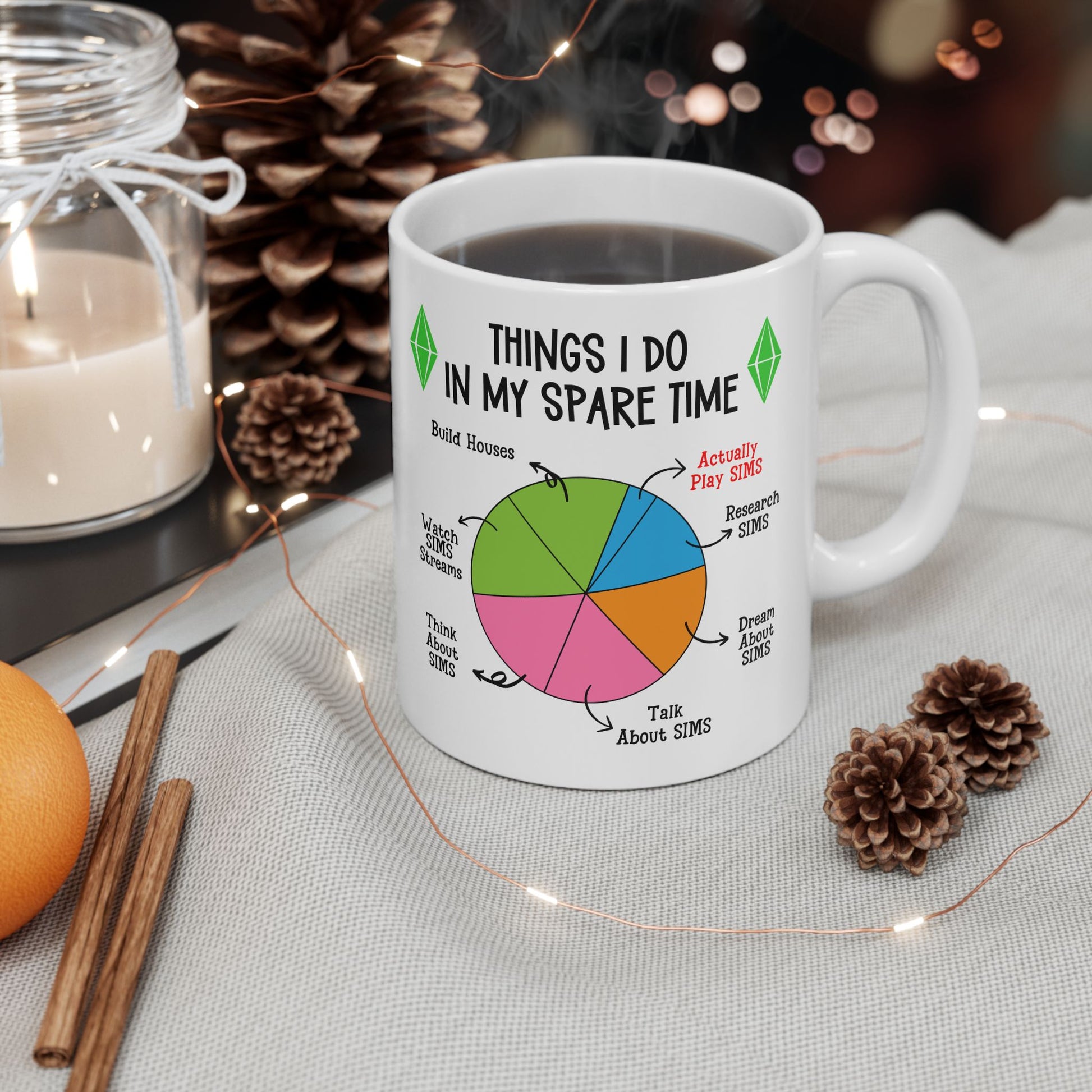 11oz 15oz Things I Do In My Spare Time Gamer Sims White Ceramic Mug, Perfect for Simmers