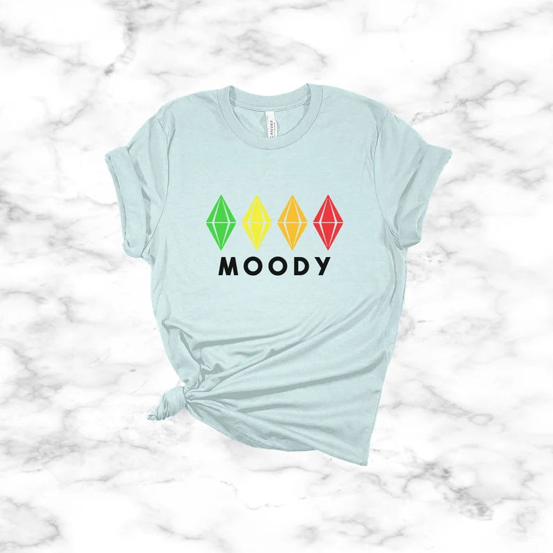 The Sims 4 Moody Plumbob T-Shirt - Green Yellow Orange Red Gaming T-Shirt