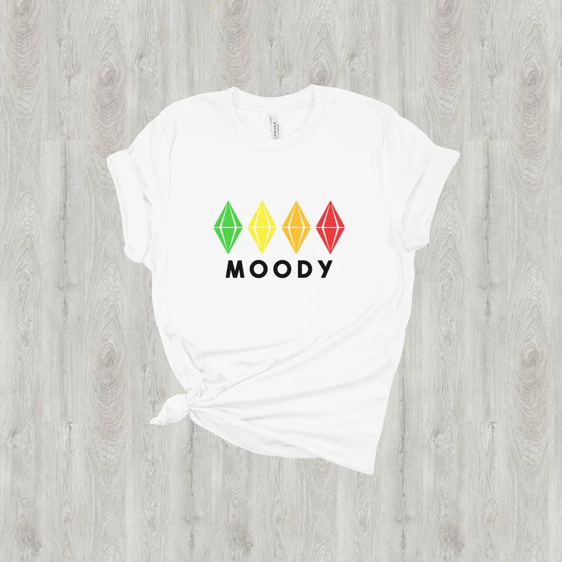 The Sims 4 Moody Plumbob T-Shirt - Green Yellow Orange Red Gaming T-Shirt