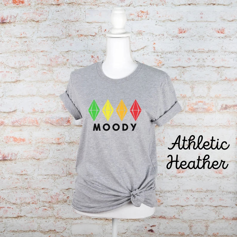 The Sims 4 Moody Plumbob T-Shirt - Green Yellow Orange Red Gaming T-Shirt