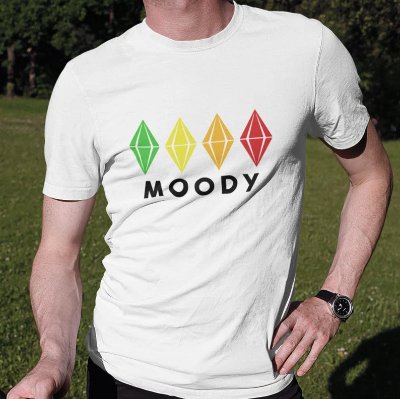 The Sims 4 Moody Plumbob T-Shirt - Green Yellow Orange Red Gaming T-Shirt