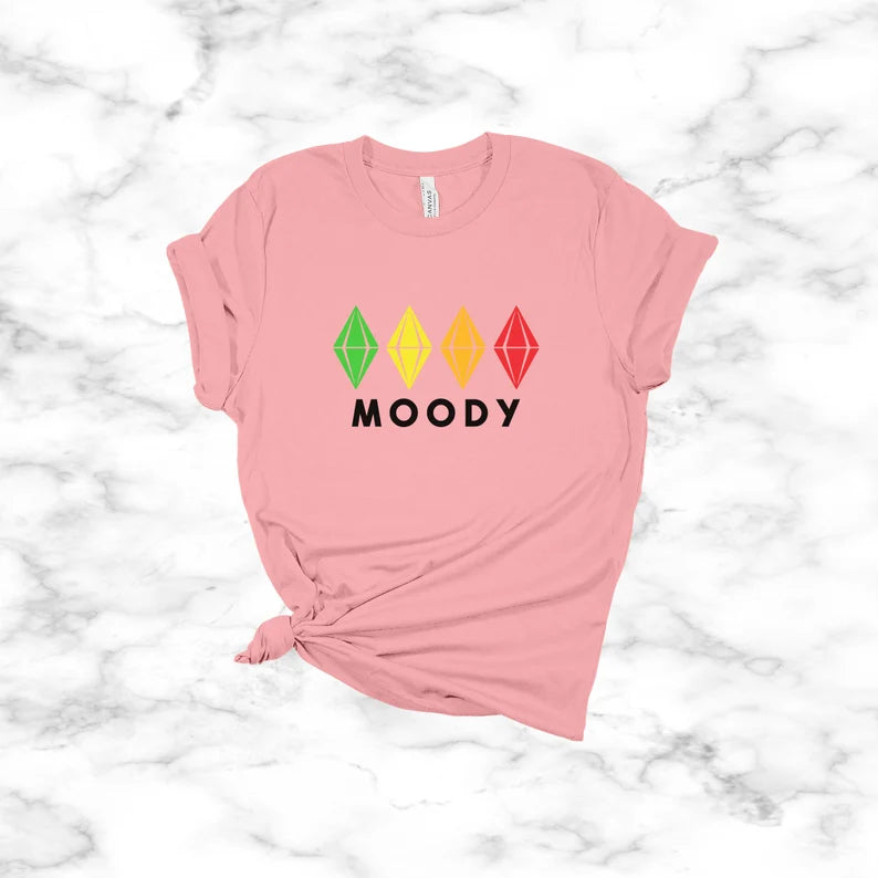 The Sims 4 Moody Plumbob T-Shirt - Green Yellow Orange Red Gaming T-Shirt
