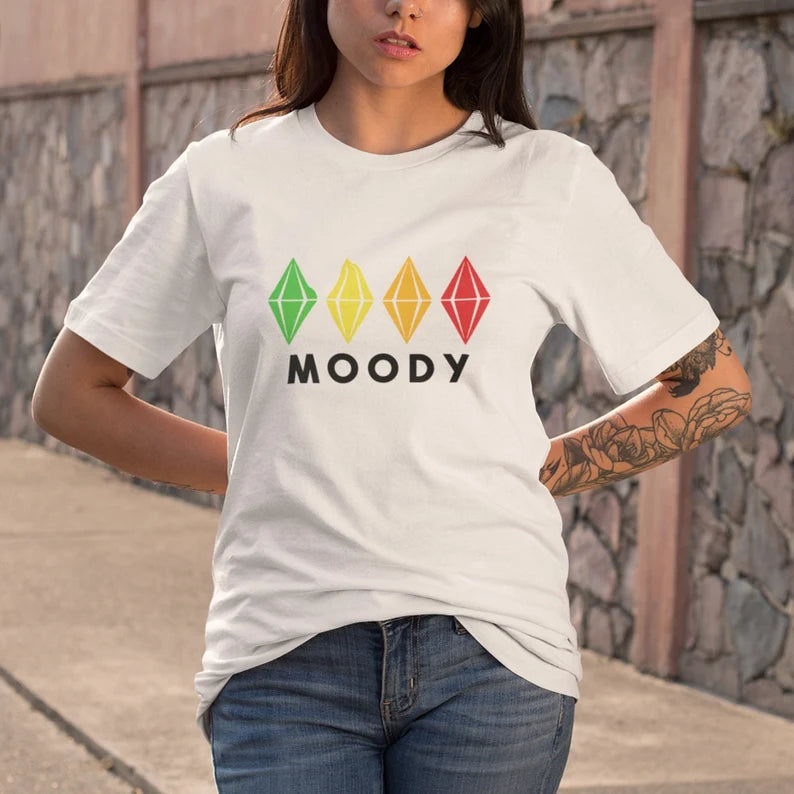 The Sims 4 Moody Plumbob T-Shirt - Green Yellow Orange Red Gaming T-Shirt