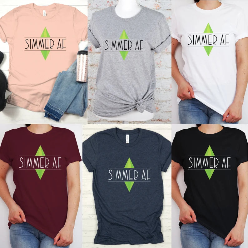 Unisex 'Simmer AF' T-Shirt, The Sims Video Game Tee