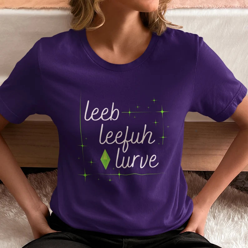 Simlish "Leeb, Leefuh, Lurve" T-Shirt